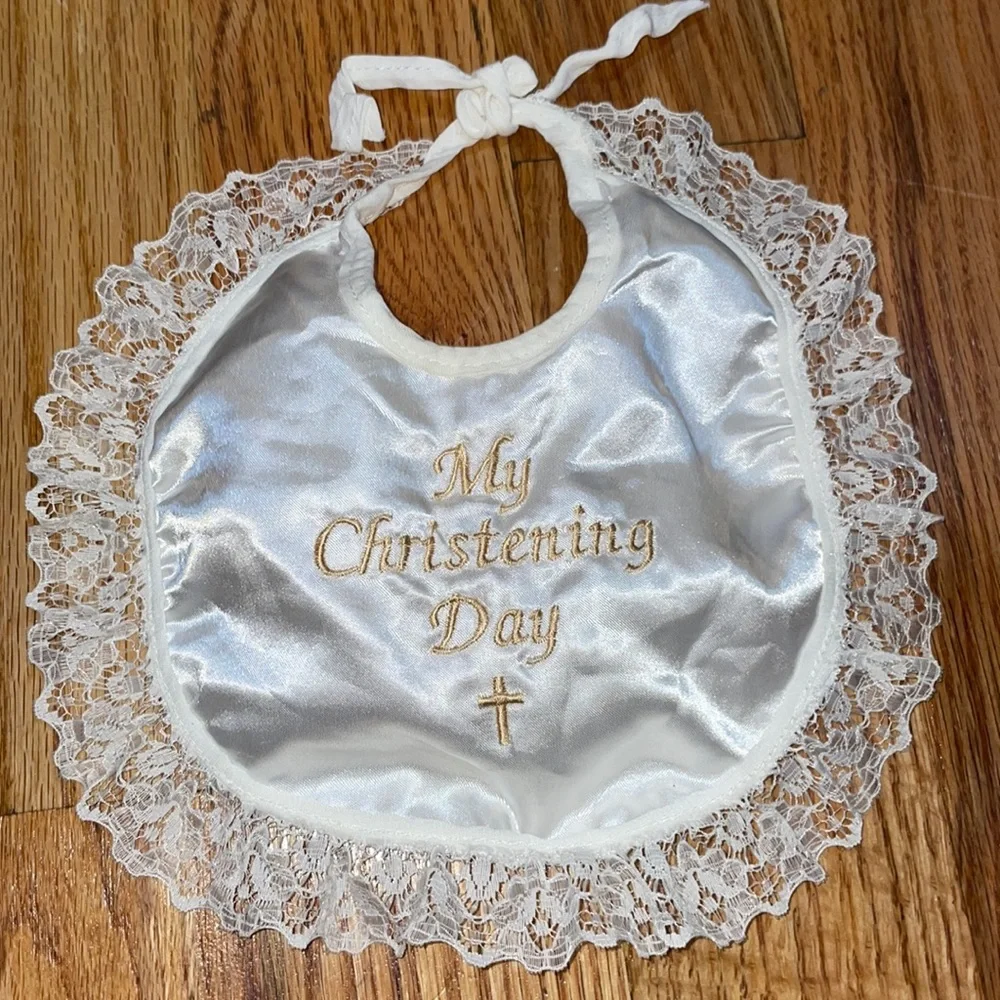 NEW my christening day satin bib FOR BABIES